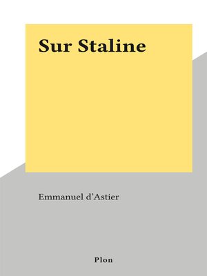 cover image of Sur Staline
